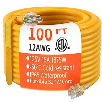 200 ft 12/3 Outdoor Extension Cord Waterproof Heavy Duty with