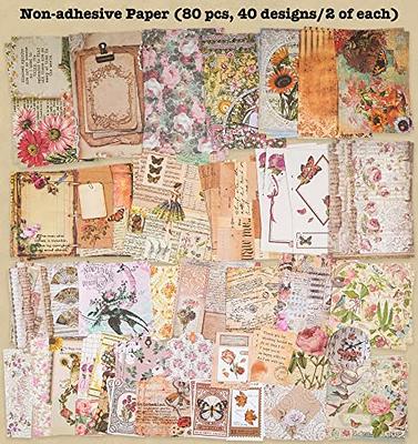 100Pcs Vintage Flower Pack Junk Journal Kit Scrapbook Supplies Decoupage  Paper Sticker Material for Art Journaling