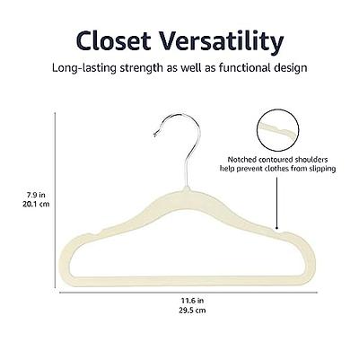 Basics Kids Velvet, Non-Slip 11.6 Clothes Hangers, Pack of 30, Gray