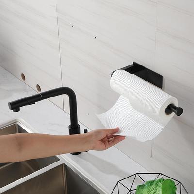 Paper Towel Holder Self Adhesive /Drilling Wall Mount SUS304 Stainless  Steel Blk