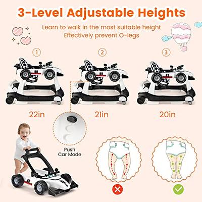 4 in 1 Baby Walker, Baby Walkers for Boys and Girls with Removable  Footrest, Feeding Tray & Music Tray, Foldable Activity Walker for Baby Age  7 Months+, Help Baby Walk 