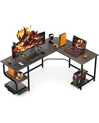  ODK L Shaped Gaming Desk, 51 Inch Computer Desk with Monitor  Stand, PC Gaming Desk, Corner Desk Table for Home Office Sturdy Writing  Workstation, Carbon Fiber Surface, Black : Home 