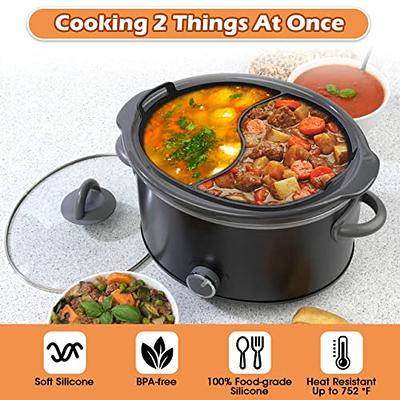 Silicone Slow Cooker Liner Fits Crock-pot 6 Quart Oval Slow Cooker,Reusable  BPA-free Leak-proof 2-in-1 Slow Cooker Accessories with Handle and