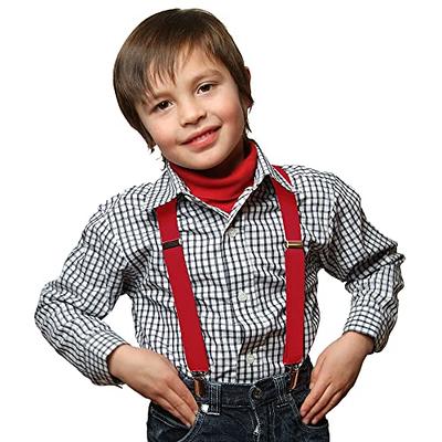 Kids Suspenders and Clips Elastic Straps Adjustable 1 inch Wide Pants for  Boys Girls Kids Toddlers Children Blue