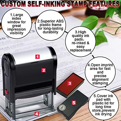 1 PC Paid Pre-Inked Rubber Stamp Business Office Store Work Self Inking Red Ink