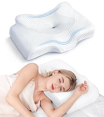 Memory Foam Contour Pillow Neck Support Cervical Bed Pillow Side Sleeper  Relieve Neck Pain with Washable Zippered Soft Cover