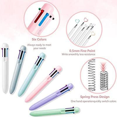 Multicolor Pens 6-In-1 Retractable Ballpoint Pen Convenient Stationery  School Supplies For Office Students New