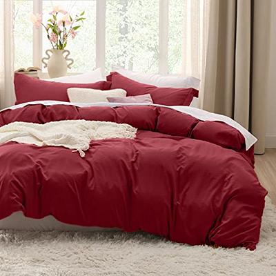 EAVD Super Soft 100% Jersey Knit Cotton Duvet Cover Set Solid Color Brick  Red Duvet Cover with Zipper Closure Modern Style Brick Red Bedding Set Boho