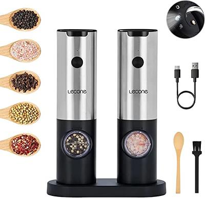 MMH [Upgraded 66g Large Capacity] Electric Salt and Pepper Grinder Set USB  Rechargeable with 6-Level Adjustable Coarseness Stainless Steel Automatic