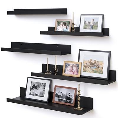 Floating Shelves, Upsimples Home Wood Shelf Wall Mounted, Set of 5,  Multiple Sizes, Black 