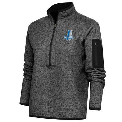 Men's Antigua Black Detroit Lions Logo Victory Pullover Hoodie