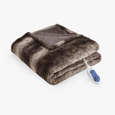 Beautyrest - Heated Plush Blanket - Grey - Twin