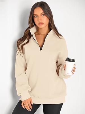 Trendy Queen Womens Oversized Half Zip Pullover Long Sleeve