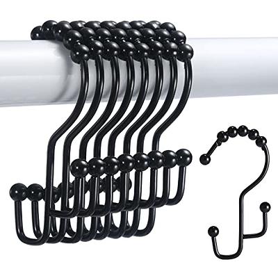 Black Shower Curtain Hooks Hooks Rings Rust Resistant Metal Double