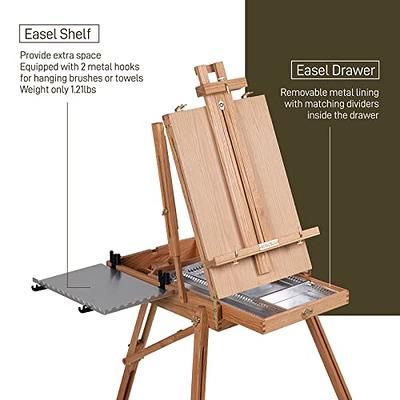 ATWORTH French Easel for Painting, Deluxe Oak Wooden Field & Studio  Sketchbox Easel Stand with Metal