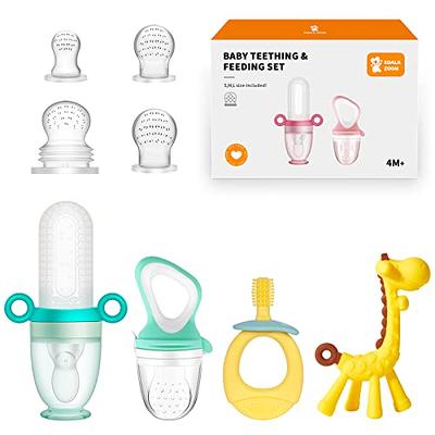 Gedebey Baby Fruit Pacifier Feeder - 3 Pack | 2 Silicone Teethers for  Babies & 1 Feeding Spoon Food Infants Forage (Colorful)