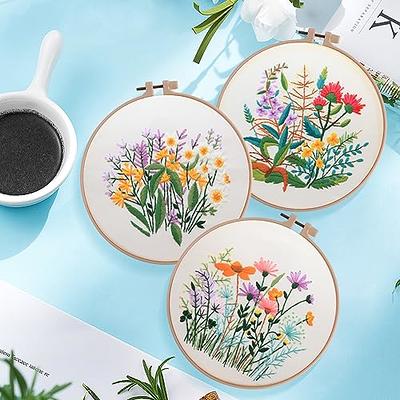 Embroidery Kit for Beginners Adults, Floral Plant Pattern,Cross