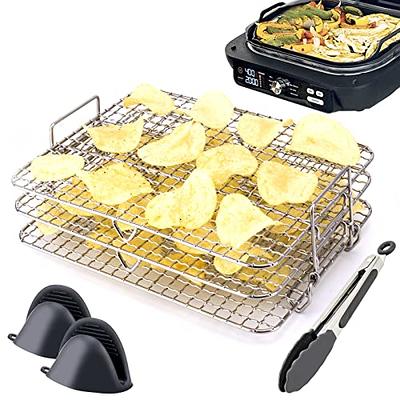 Air Fryer Rack for Ninja Foodi Grill XL FG551/IG601/IG651, Multi-Layer  Dehydrator Rack Air Fryer Accessories (Included Heat and Slip Resistant  Silicone Mini Potholders Mitts and Kitchen Tongs) - Yahoo Shopping