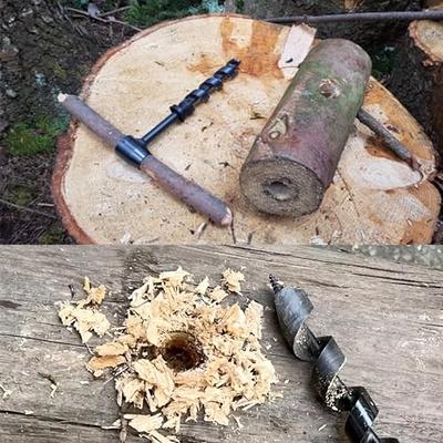 Bushcraft Gear Hand Auger Drill,Survival Tools with Folding Saw