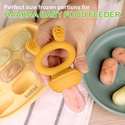 JEXFUN Silicone Baby Fruit Food Feeder Pacifier & Freezer Tray Set,  Breastmilk Popsicle Mold for Teething, Silicone Baby Food Storage  Containers for
