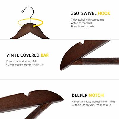 Quality Wooden Hangers - Slightly Curved Hanger 20 Pack Sets - Solid Wood  Coat Hangers with Stylish Chrome Hooks - Heavy-Duty Clothes, Jacket, Shirt,  Pants, Suit Hangers (Walnut/Retro, 20) - Yahoo Shopping
