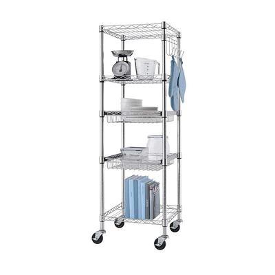 TRINITY EcoStorage 5-Tier Wire Shelving Rack with Wheels , 36 x