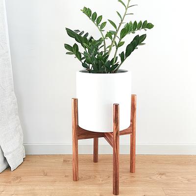 Large Plant Stand With Pot Mid Century Modern Planter Wood Plant