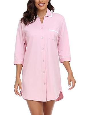 COLORFULLEAF 100% Cotton Night Shirts for Women Button Down