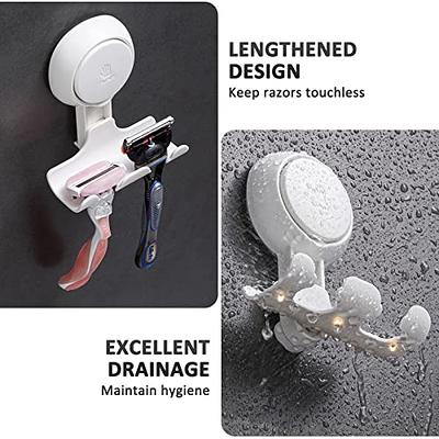 Shower Suction Cup Hooks, LUXEAR 4 Pack Razor Holder for Inside