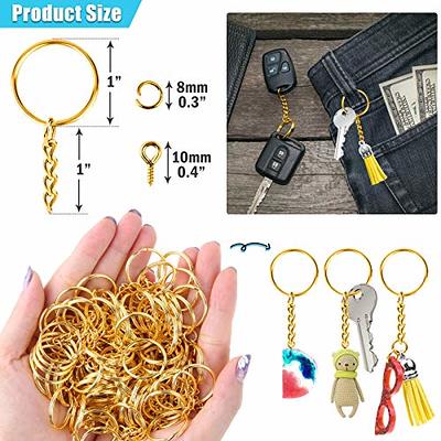 100 Pack Key Ring with Chain and Open Jump 1 inch Split Round Keychain  Rings Bulk for Craft Making Jewelry