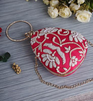 Pink Embroidered Party Clutch Purse/ Bag