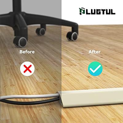 Floor Cable Cover, 4ft, White Wire Cover for Floor, Prevent Cable Trips &  Protect Wires, Floor Cord Cover - Cord Cavity - 0.39 (W) x 0.24 (H)