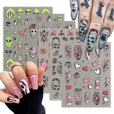 Nail Sticker Halloween Luminous Spooky Skull Cartoon Nail Decals DIY Nail  Art