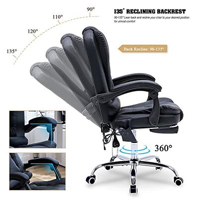 Ergonomic Massage Office Chair High Back Black PU Leather Heating