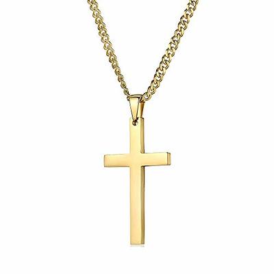 Layered Cross Necklace Chain for Men Gold Black Silver Chains Cuban Twist  Rhinestone Cross Necklaces Chains Stainless Steel Chunky Choker Link Chain