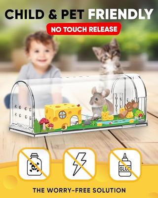 Mouse Traps Indoor for Home Mice Traps for House Indoor No Kill Live Catch Mouse  Trap Smart Traps That Work Animal Rodent Catch and Release Double Mousetraps  Easy Set Reusable Hotel,Fully transparent 