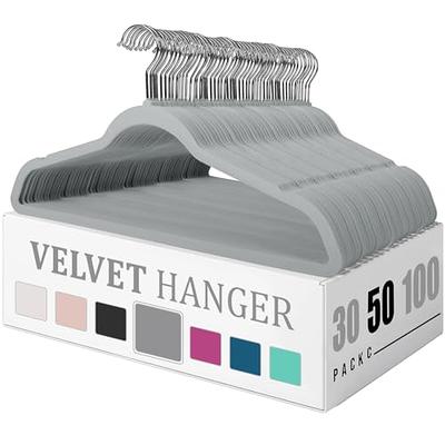 Zober Velvet Hangers 100 Pack - Heavy Duty Gray Hangers for Coats, Pants &  Dress Clothes - Non Slip Clothes Hanger Set - Space Saving Felt Hangers for