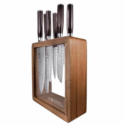 Tudoccy Kitchen Knife Set, 16-Piece Knife Set with Built-in Sharpener and  Wooden Block, Precious Wengewood Handle for Chef Knife Set
