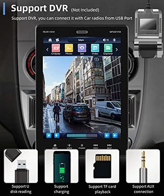 Podofo Single 1 DIN 9'' Car Stereo Radio Carplay Android Auto Touch Screen  Car Multimedia Player Bluetooth Mirror Link USB Charging FM,with 4 Led  Backup Camera 