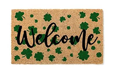 A1hc Welcome Border Beige 24 in x 39 in Rubber and Coir Heavy-Duty Outdoor Entrance Durable Doormat