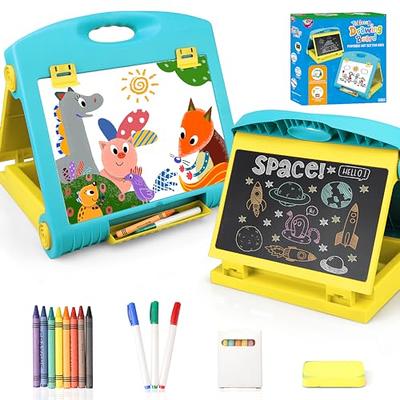 Matty's Toy Stop Deluxe 3-in-1 Wooden Tabletop Easel with Blackboard, Dry Erase, Paper Roll, Paper Clip & Accessories