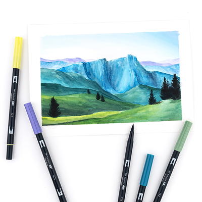 Tombow Dual Brush Pen Art Markers, Green Blendables, 6-Pack