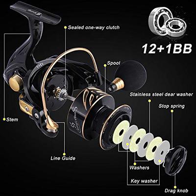 Sougayilang Spinning Reel with Aluminum Spool Ultralight and Smooth 13+1BB  Fishing Reel 