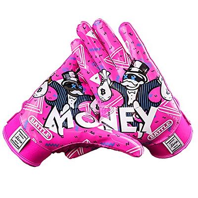 HANDLANDY College Football Gloves, Sticky Wide Receiver Grip Gloves for Men  Black and Gold Stretch Fit Lineman Gloves, Small