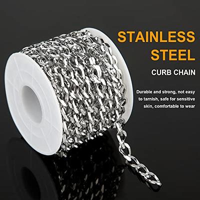  YOUBEIYEE 16.4 Feet 304 Stainless Steel Chains Silver Strong  Flat Link Cable Chain Roll Oval Handmade Hip hop Chunky Chain Bulk for  Women Men DIY Necklace Jewelry Making : Arts, Crafts