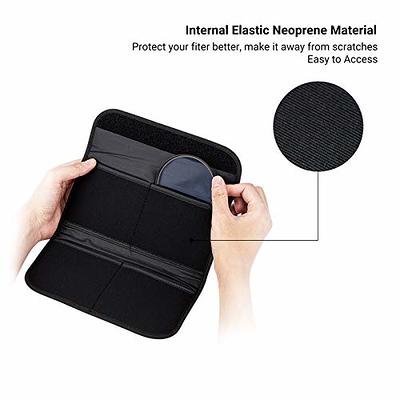 JJC Lens Filter Pouch Case for Circular Filter Up to 82mm (37mm 40.5mm 49mm 52mm 55mm 58mm 62mm 67mm 72mm 77mm), 3-Pocket Lens Filter Wallet Storage