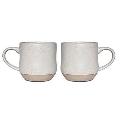 Hasense Coffee Mug Ceramic Set of 4 with Stand - 15 oz Stackable