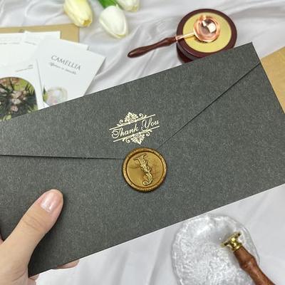 50pcs Adhesive Wax Seal Stickers with Love Wax Seal Stickers Wedding Invitation Envelope Seals Vintage Pre-Made Wax Stickers for Valentine's Day