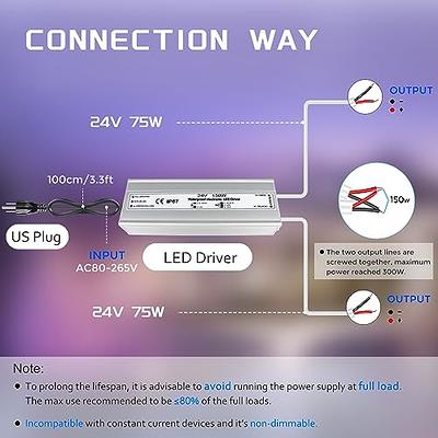 NIYIPXL LED Driver 60 Watts Waterproof IP67 Power Supply Transformer Adapter  100V-265V AC to 12V DC Low Voltage Output with 3-Prong Plu