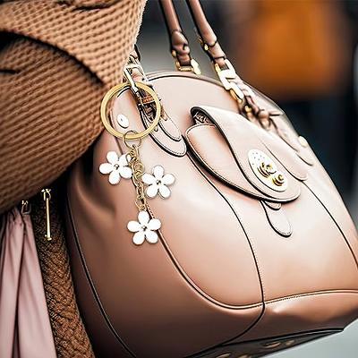 Meimimix Flower Charms Keychain Flowers Enameled Pendants Keyring Jewelry  for Women Girls Bag Wallet Purse Car Accessories